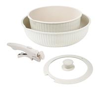 Nikou Lot de 3 Casseroles et Poêles avec Poignées Amovibles, Anti-adhésives Poêle à Frire Antiadhésive et Casserole à Lait, Empilable, pour Induction, Électrique