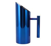 Nikou Pichet à eau en acier inoxydable, corps droit, 1l, pichet à boisson, bec anti-déversement, fleur de Cocktail, thé infusé à froid (Bleue)