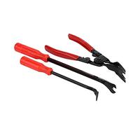 Nikou Pince de retrait de garniture de porte - 3 pièces Rivets Clips Pinces Fixation Remover Extracteur Pry Bar Tool Kit avec poignée isolée à large nez