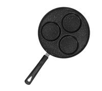 Nikou Poêle à hamburger 3 tasses en métal chauffant uniformément avec poignée confortable pour omelettes, hamburgers, crêpes, 25 cm de diamètre, noir