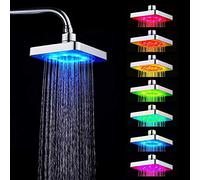 Nikou Pommeau de Douche LED, 7 Couleurs Pommeau de Douche Lumineux, Tête de Douchette avec Changement de Couleur Romantique, 6 Pouces Pommeaux Carré à Effet Pluie, pour Salle de Bain