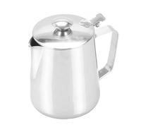 Nikou Pot à Lait en Acier Inoxydable avec Couvercle, Tasse De Moussage Café au Lait Cappuccino Pichet pour Faire Mousser, Cruche De Moussage pour la Maison, Restaurant, Cuisine (600ml)