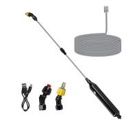 Nikou Pulverisateur Electrique, Pulverisateur de Jardin avec 2 Buses Et 5M de Tuyau, 80cm Tige Telescopique, USB Rechargeable, pour Nettoyer Arrosage Désherbage (Poignée Non Étanche)