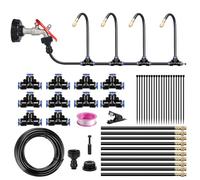Nikou Système d'irrigation jardin 10 m, kit d'arrosage automatique 360 ° système d'irrigation incurvé système de refroidissement par brouillard extérieur, tuyau avec 10 buses de pulvérisation, pour