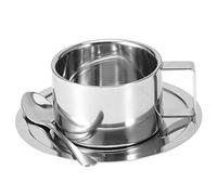 Nikou Tasse à Café Double en Acier Inoxydable 304, Tasse à Café EuropéEnne, Soucoupe et CuillèRe, au Lait et au Thé Doublement IsoléEs, Convient à La Maison ou à La Salle à Manger