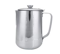 Nikou Tasse de Moussage, Pichet à Café en Acier Inoxydable Cruche de Moussage de Lait Cruche avec Couvercle pour Latte Coffee Art (2000ml, Argent)