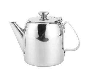 Nikou Théière en Acier Inoxydable, 500ml/20oz Bouilloire avec Bec Court, Théière à Café Bouilloire Pichet à Eau Froide, Cruche Au Thé Au Lait pour Maison Bureau Restaurant D'hôtel (Argent)