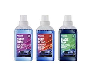 Nilfisk Premium Kit de Lavage Complet - Snow Foam + Deep Clean + Magic Wax - Détergents pour Le Nettoyage des Voitures au Nettoyeur Haute Pression (500 ML/chacun)