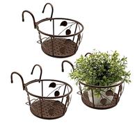 NILICAN Paniers de jardinière à Rail Suspendu Paniers de Fleurs Suspendus en Fer forgé pour balcons à la Maison, Produits en Fer pour Plantes cultivées à la Maison (Champagne)