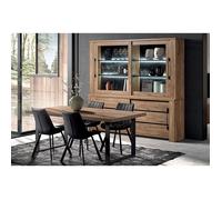 NILLA - Ensemble Buffet-Vaisselier + Table 170cm Aspect Bois