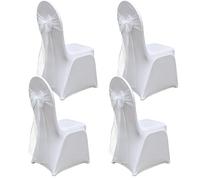 Nimblyne Lot de 4 housses de chaise à nœuds : housses de chaise extensibles amovibles avec nœuds blancs, housses de chaise universelles lavables blanches pour mariage, banquet, dîner, cuisine, fête