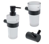 Nimco Bormo - Ensemble d’accessoires de salle de bains, verre/noir mat BRC set-31W-T-90