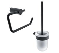 Nimco Bormo - Ensemble d’accessoires pour toilettes, verre/noir mat BRC set-94WN-90