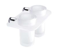 Nimco Bormo - Gobelet pour brosses à dents et dentifrice, avec support, verre laiteux/chrome BR X3-58DW-26