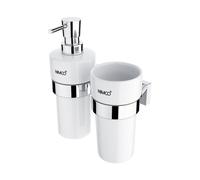 Nimco Keira - Distributeur de savon et gobelet avec support, céramique blanche/chrome KE 2205831KN-T-26