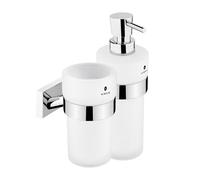 Nimco Keira - Distributeur de savon et gobelet avec support, verre dépoli/chrome KE 2205831W-T-26