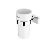 Nimco Keira - Pot à brosse à dents et à dentifrice avec support, céramique blanche/chrome KE 22058KN-26