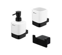 Nimco Kibo - Ensemble d'accessoires de salle de bains, blanc/noir KI-SET-31K-T-90