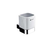 Nimco Kibo - Gobelet pour brosses à dents et dentifrice, avec support, céramique blanche/chrome Ki 14058K-26