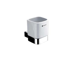 Nimco Kibo - Gobelet pour brosses à dents et dentifrice, avec support, céramique blanche/chrome Ki 14058K-26
