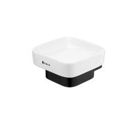 Nimco Kibo - Porte-savon avec support, céramique blanche/noir mat Ki-14059K-90