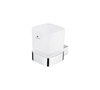 Nimco Kibo - Pot à brosse à dents et à dentifrice avec support, verre dépoli/chrome Ki 14058C-26