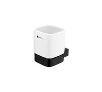 Nimco Kibo - Verre pour brosses à dents et dentifrice avec support, céramique blanche / noir mat Ki-14058K-90