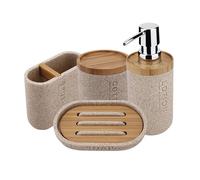 Nimco Kora - Set d'accessoires de salle de bain 4 en 1, beige sable / bambou KO 24000SET-86