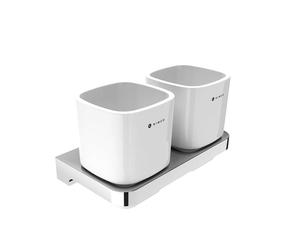 Nimco Maya - Pot à brosse à dents et à dentifrice avec support, blanc/chrome MA 29058DK-26