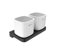 Nimco Maya - Pot à brosse à dents et à dentifrice avec support, blanc/noir MAC 29058DK-90