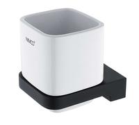 Nimco Maya - Pot à brosse à dents et dentifrice avec support, céramique blanche/noir mat MAC 29058K-90
