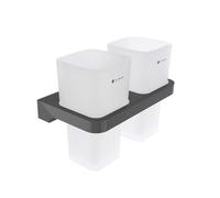 Nimco Maya - Pot à brosse à dents et dentifrice avec support, verre dépoli/noir MAC 29058D-H-90