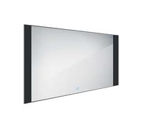 Nimco - Miroir avec éclairage LED, 120x65 cm, capteur tactile, aluminium/noir ZPC 41006V-90