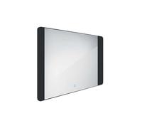 Nimco - Miroir avec éclairage LED, 80x60 cm, capteur tactile, aluminium/noir ZPC 42003V-90