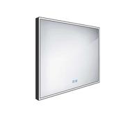 Nimco - Miroir avec éclairage LED, 80x70 cm, touches tactiles, noir mat ZPC 13003VX-90