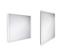 Nimco - Miroir de salle de bains éclairé par LED 90x70 cm, arrondi, aluminium ZP 17019