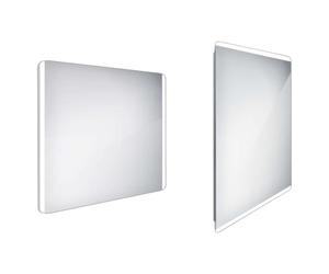 Nimco - Miroir de salle de bains éclairé par LED 90x70 cm, arrondi, aluminium ZP 17019