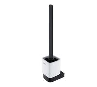 Nimco Nikau - Brosse de toilette murale avec support, céramique blanche/noir mat NKC 30094KN-HR-90