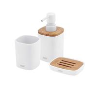 Nimco - Set d'accessoires de salle de bain 3 en 1, blanc / bambou BA 28000SET-05