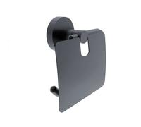 Nimco Unix - Porte-rouleau toilette avec couvercle, noir mat UNC 13055B-90