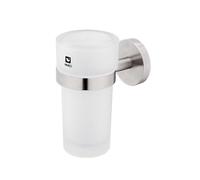 Nimco Unix - Pot à brosse à dents et à dentifrice avec support, verre dépoli/acier inoxydable découpé UNM 13058W-10