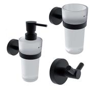 Nimco Unix - Set d'accessoires de salle de bains, verre dépoli/noir mat UNC set-31W-T-90