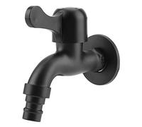 Nimoa Robinet de Machine à Laver, Noir d'Acier 304 Inoxydable Froid Simple Ouverture Rapide en Alliage Bec 4 Points d'Eau Jardin Bâti Mur pour Salle Bains (Machine Laver)