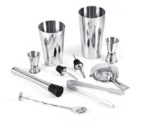 Nimomo 10 Pcs Cocktail Set Bar Kit Set, Ensemble Shaker à Cocktails, Durable en Acier Inoxydable Pince Glace Mélange Cuillère Verseurs Outils