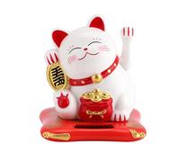 Nimomo Jadeshay Lucky Cat, Chat Agitant, Lucky Cat, Chat Porte-Bonheur à Énergie Solaire, Fonctionne l'Énergie Solaire Mignon Ondulant de Richesse Bienvenue Décoration pour la Maison et Voiture