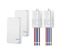 NineLeaf 2Pièces Mini Kit Interrupteur et Récepteur de Lumière sans fil, Kit d'interrupteur sans fil, Interrupteur mural Télécommande pour Lumière LED Maison Hôtel, Intérieur 60m Extérieur 400m
