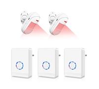 NineLeaf Alarme Détecteur de Mouvement, Detecteur de Passage Sans Fil, Sonnette Infrarouge Magasin,Fonction veilleuse LED, Idéal de Magasin/Bureau/Maison/Porte/Garage, 3 récepteur enfichable 2 capteur