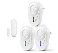 NineLeaf Carillon Détecteur Porte Sans Fil avec Bleu LED,3Récepteur 1Chime | Detecteur Ouverture De Porte Sans Fil, Sonnette Entrée Magasin,180 m,48 Mélodies,5 Volumes, Maison/Boutique/Malentendants