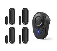 NineLeaf Carillon Détecteur Porte Sans Fil avec LED,1Récepteur 4Chime,Noir | Detecteur Ouverture De Porte Sans Fil, Sonnette Entrée Magasin,180 m,48 Mélodies,5 Volumes, Maison/Boutique/Malentendants