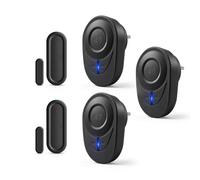 NineLeaf Carillon Détecteur Porte Sans Fil avec LED,3Récepteur 2Chime,Noir | Detecteur Ouverture De Porte Sans Fil, Sonnette Entrée Magasin,180 m,48 Mélodies,5 Volumes, Maison/Boutique/Malentendants